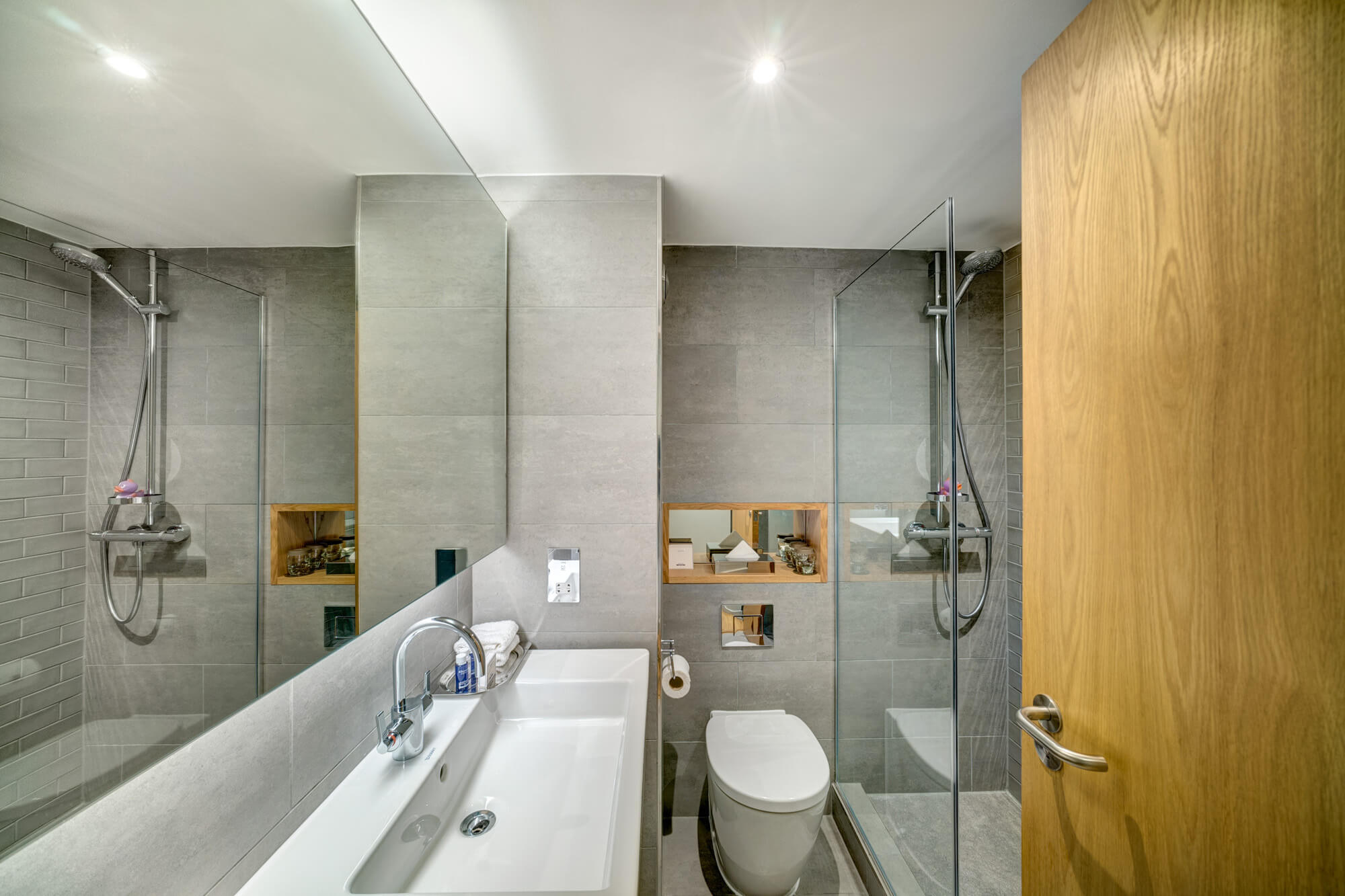 Superior Room bathroom with walk-in shower at Apex City of Glasgow Hotel